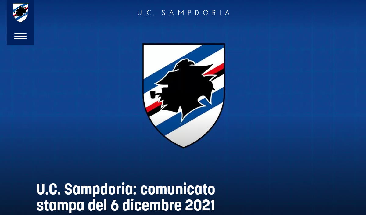 L'arresto di Ferrero non è legato a vicende che coinvolgono la Sampdoria, lo conferma la stessa società in un comunicato