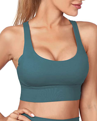 Strappy Sports Bra for Women Padded High Impact Push Up Athletic Running Workout Top Yoga Bra