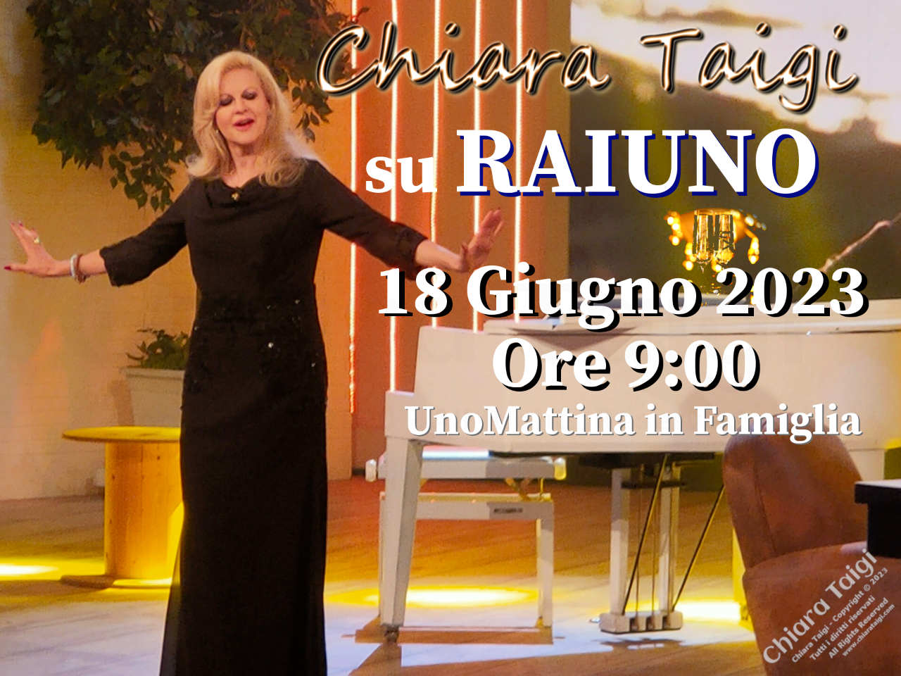 CHIARA TAIGI su RAIUNO Domenica 18 Giugno 2023 ore 9:00 - Appuntamento a Uno Mattina in Famiglia!