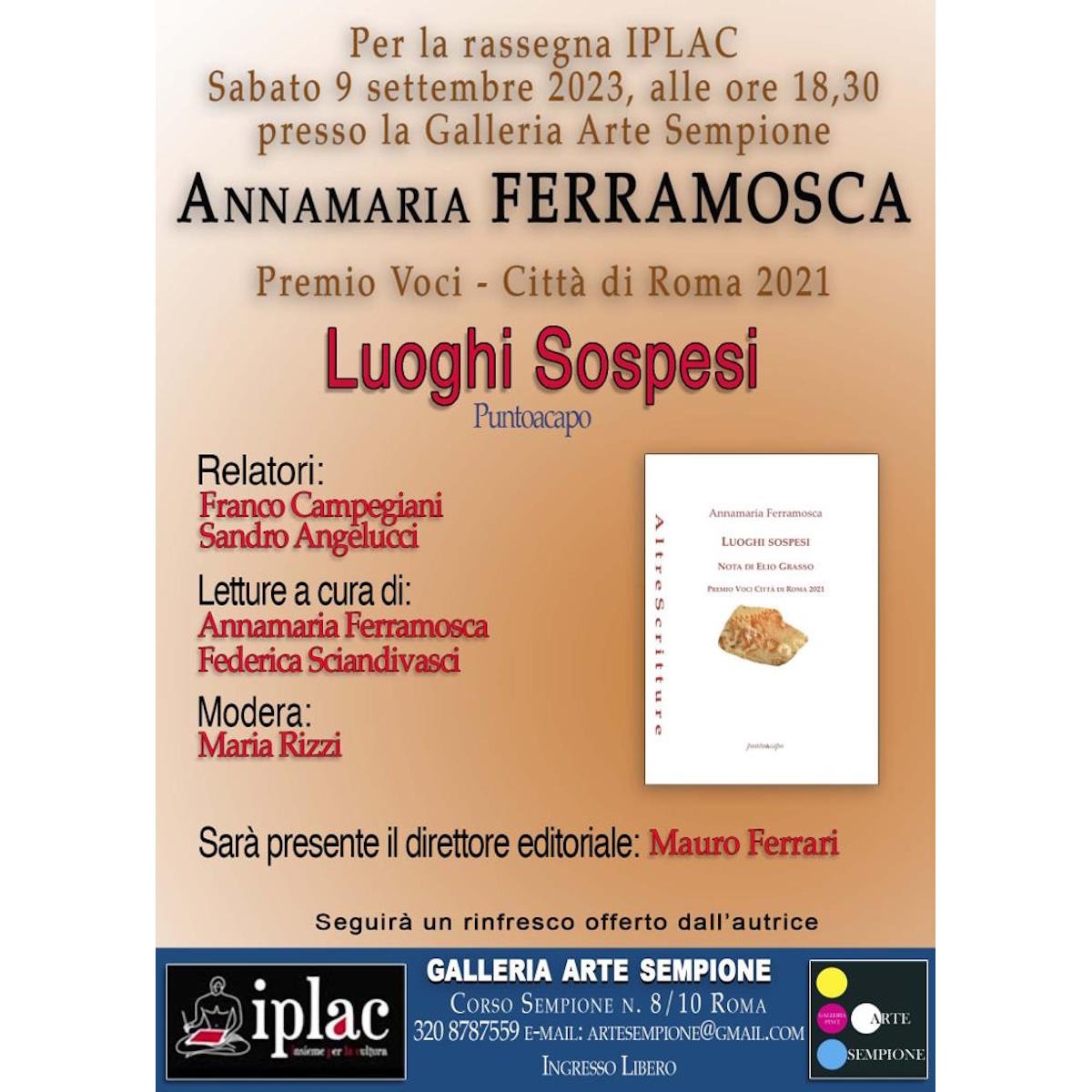 Per la Rassegna Iplac, Anna Maria Ferramosca presenta Luoghi sospesi