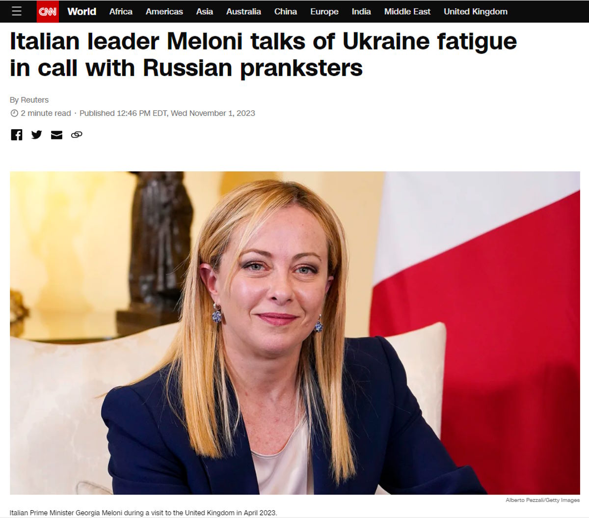 Giorgia Meloni ha rivelato al telefono a due comici russi che la controffensiva dell'Ucraina non sta andando come Kiev si aspettava