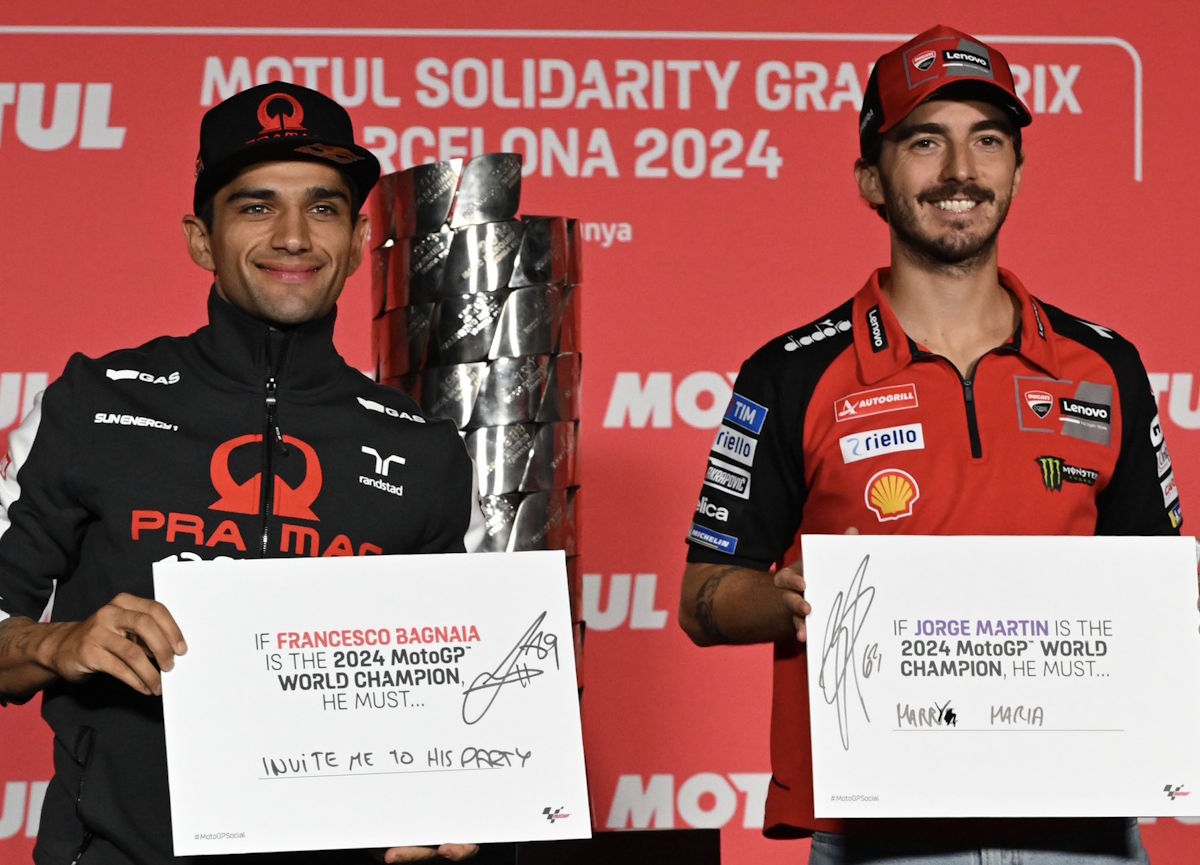 MotoGP, le dichiarazioni di Bagnaia e Martin alla vigilia del GP della Solidarietà di Barcellona