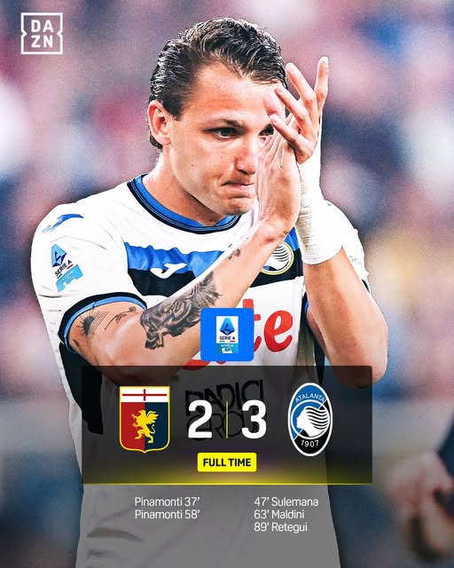 SERIE A - Genoa-Atalanta 2-3: decisiva la rete di Retegui al 90'