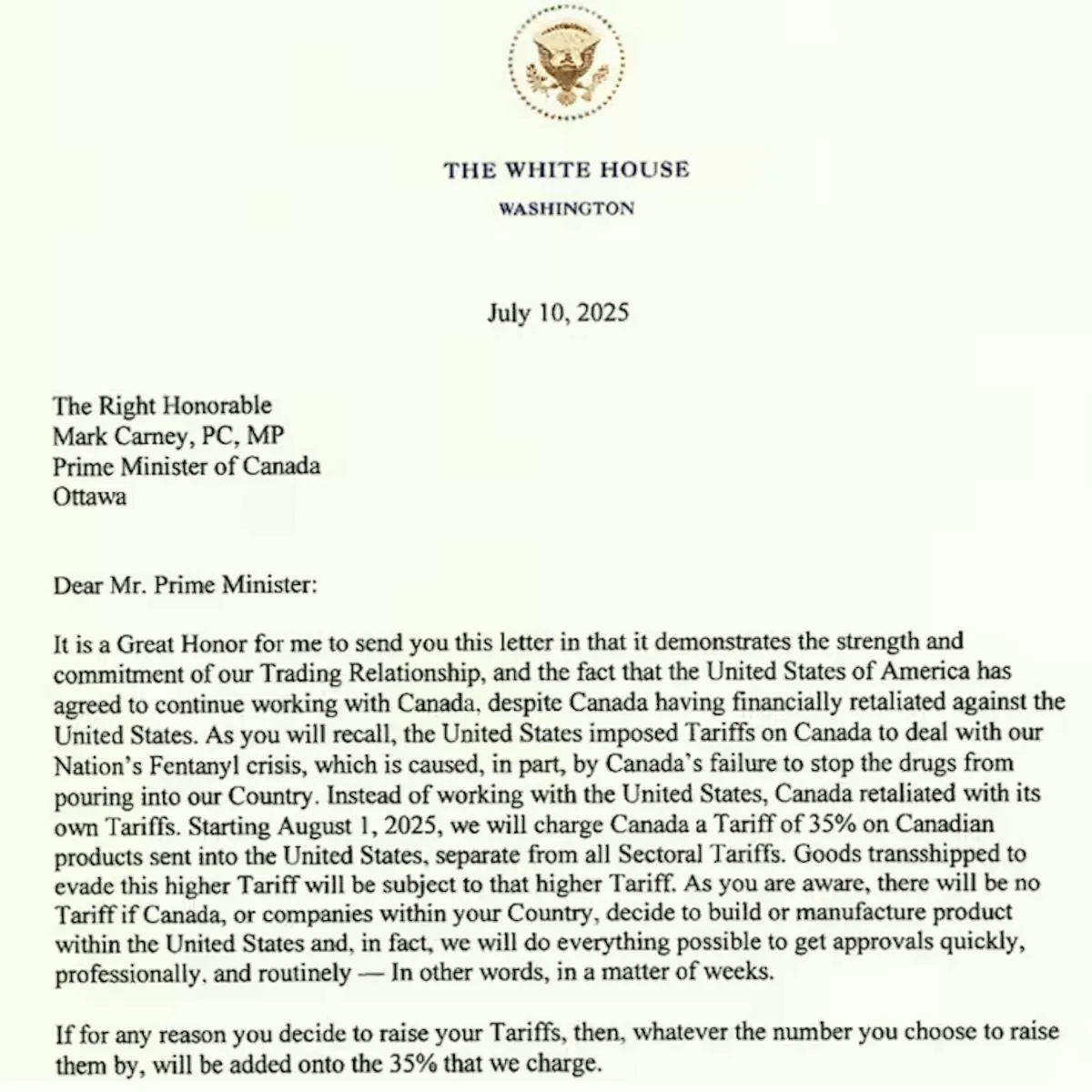 Ulteriore rilancio di Trump nella guerra dei dazi: nuova stangata del 35% contro il Canada e per l'Ue...