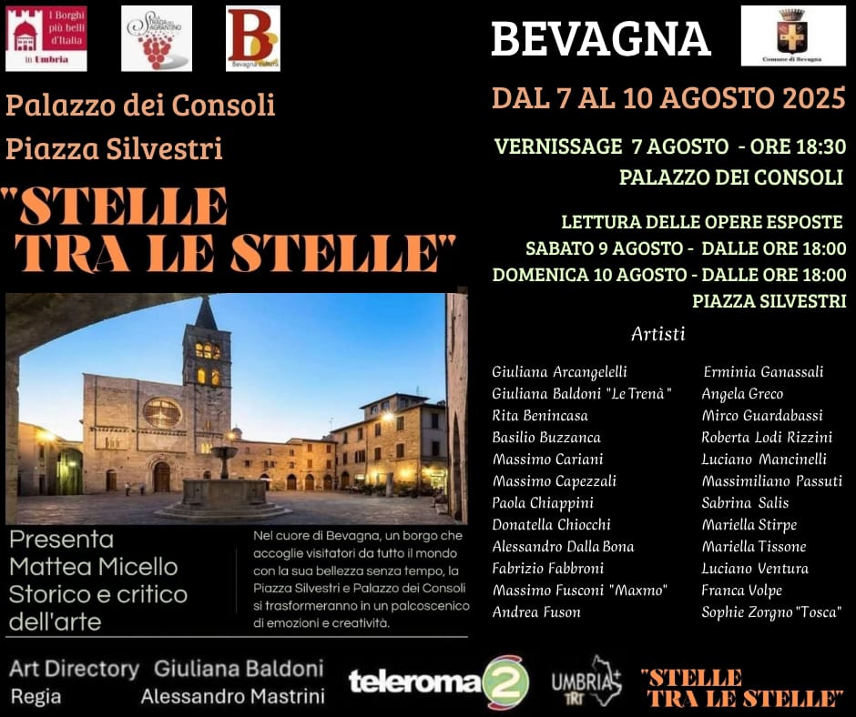 9 e 10 Agosto 2025 a Bevagna (PG) - P.zza Silvestri - L'Arte Contemporanea si veste di parole con il critico d'arte Mattea Micello