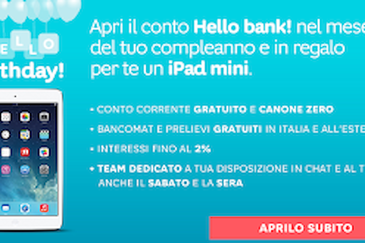 Hello Bank! regala un iPad Mini Retina da 16Gb