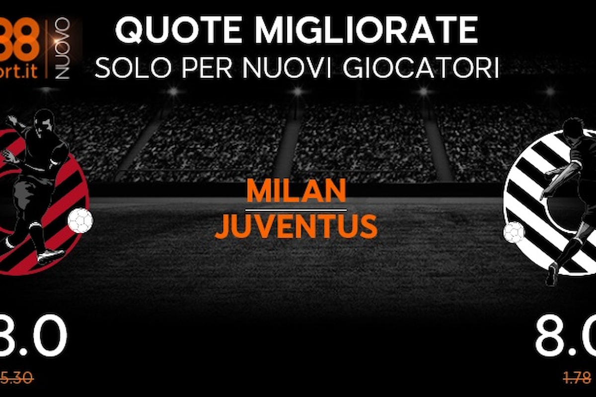 Milan-Juventus: il 61% degli scommettitori punta sui bianconeri
