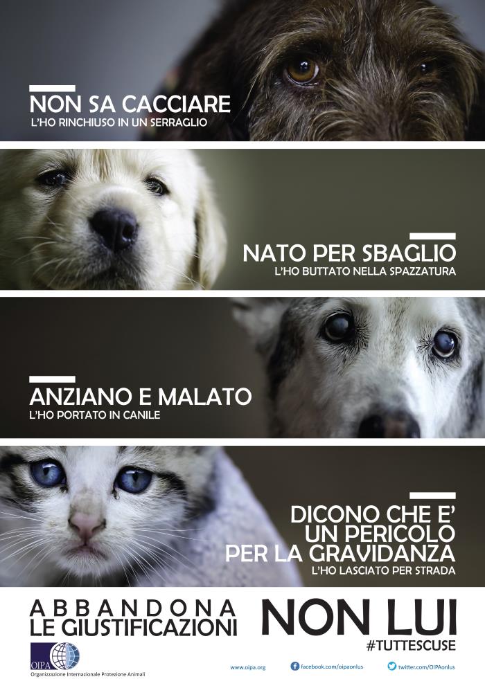 Martedì 4 luglio in piazza Duomo a Milano #TUTTESCUSE, la campagna dell'OIPA contro l'abbandono degli animali