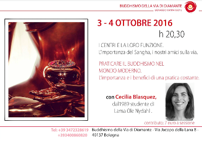 Conferenza pubblica con Cecilia Blasquez presso il Centro Buddista della Via del Diamante di Bologna