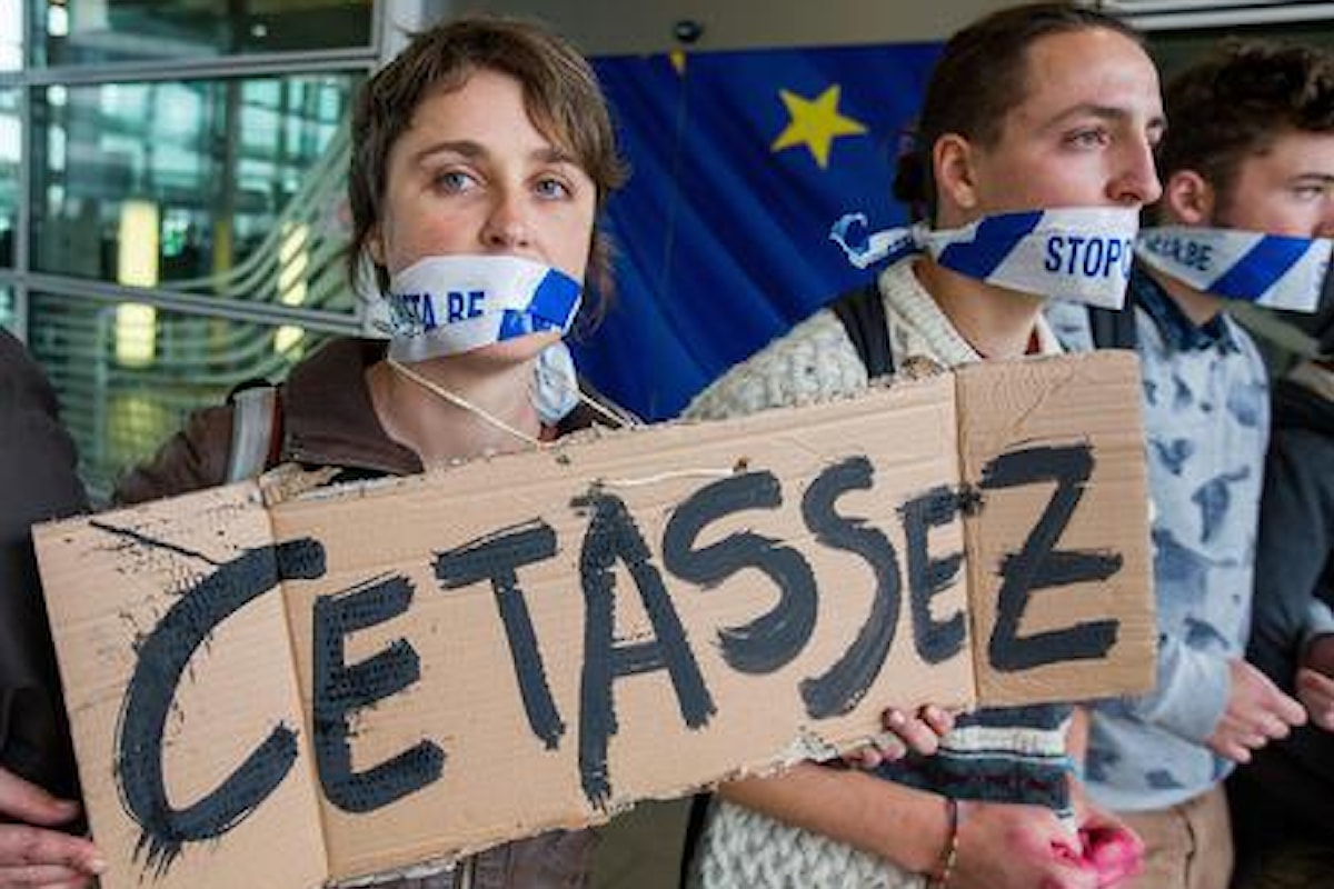 Sit-in protesta anti Ceta a Consiglio Ue